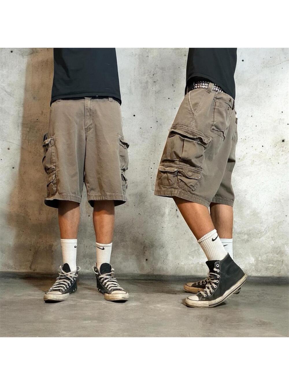 Y2K vintage grunge lee dungarees brown faded cargo baggyish shorts